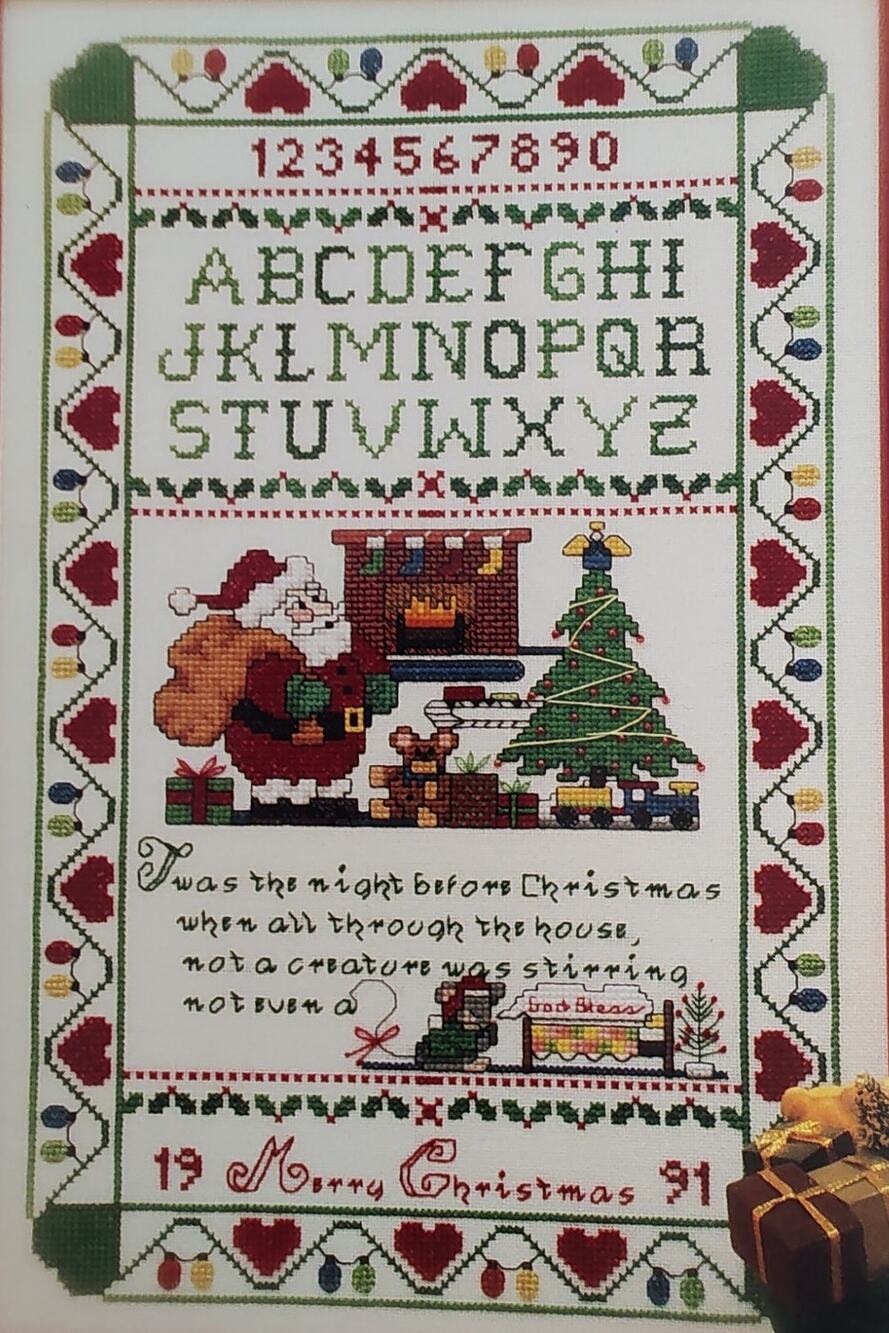 Just Cross Stitch A Christmas Sampler Cross Stitch Pattern Santa, Hearts, Tree